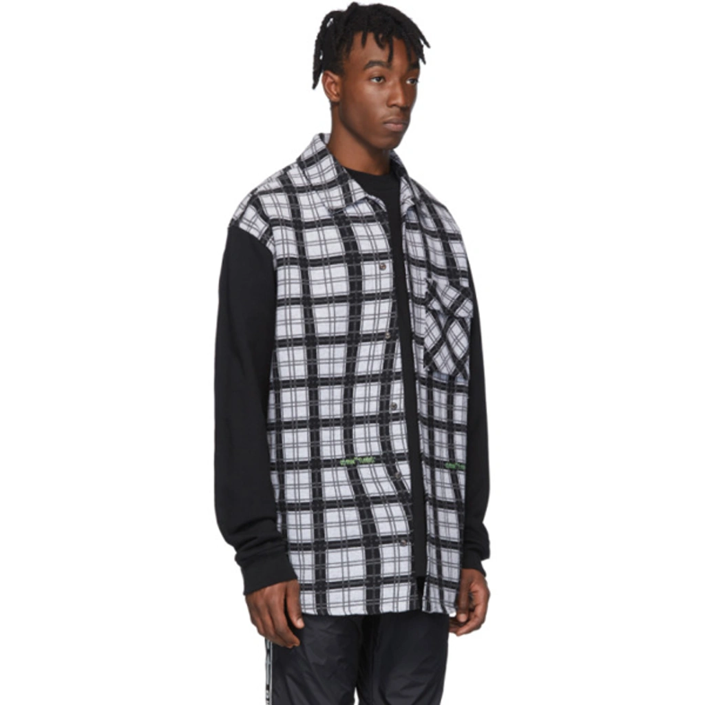 Off-white Over Contrast Sleeve Check Cotton Shirt In Black | ModeSens