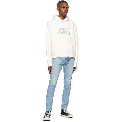 Shop Palm Angels White Hue Gothic Logo Hoodie In White Multi