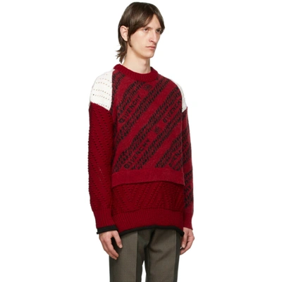 Shop Givenchy Red & White Chain Patchwork Sweater In 616-red/whi