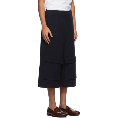 Shop Loewe Navy Wool & Cashmere Shorts In 5110 Navy
