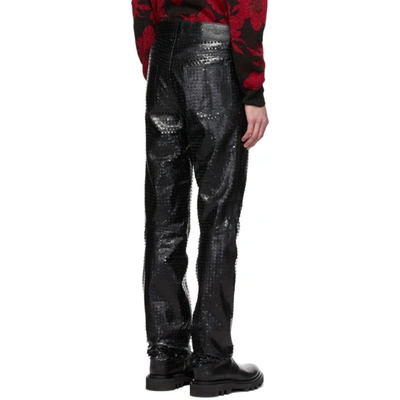 Shop Givenchy Black Leather Perforated Square Pants In 001-black