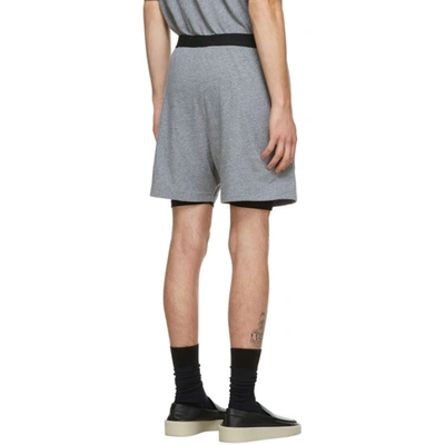 Shop Essentials Grey Jersey Lounge Shorts In Dark Heathe