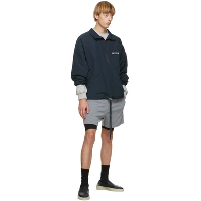 Shop Essentials Grey Jersey Lounge Shorts In Dark Heathe