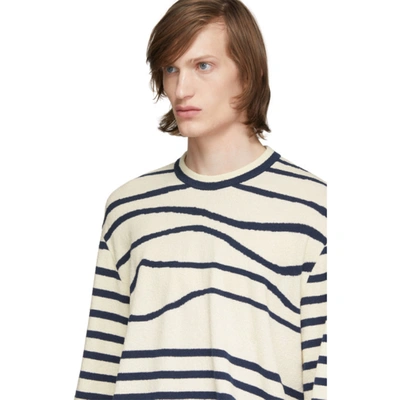 Shop Lanvin Navy & Off-white Stripe Asymmetric Pullover In 2902 Navy B