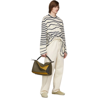 Shop Lanvin Navy & Off-white Stripe Asymmetric Pullover In 2902 Navy B