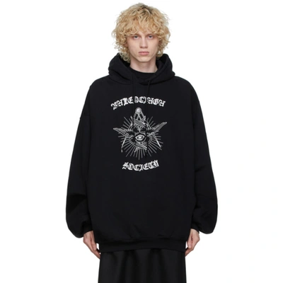 Shop Balenciaga Black Gothic Bomber Hoodie In 1000black