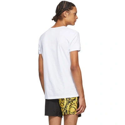 Shop Versace White Medusa V-neck T-shirt In A1001 White