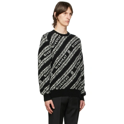 Shop Givenchy Black & White Chain Sweater In 004-black/w