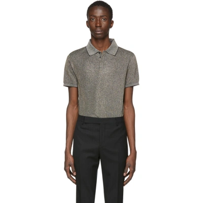 Shop Saint Laurent Black Metallic Polo Shirt In 1314 Noirda