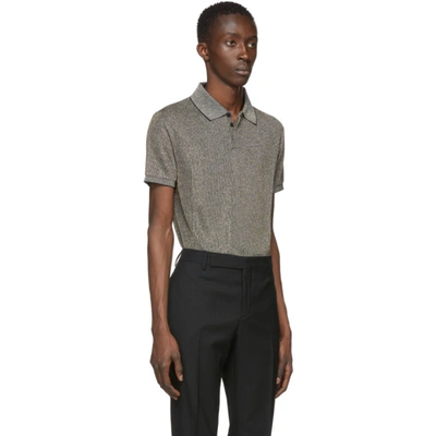 Shop Saint Laurent Black Metallic Polo Shirt In 1314 Noirda