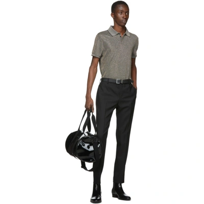 Shop Saint Laurent Black Metallic Polo Shirt In 1314 Noirda