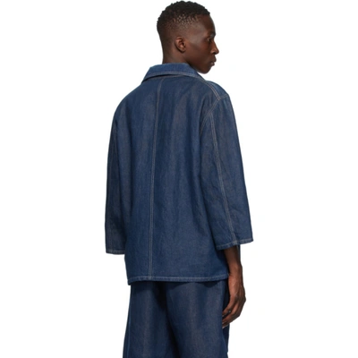 Shop Gucci Blue Denim Stone Wash Jacket In 4759 Dkbluw