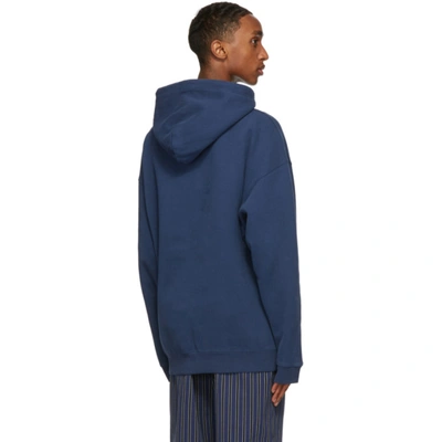 Shop Balenciaga Navy Bb Medium Fit Hoodie In 4866 Nautic