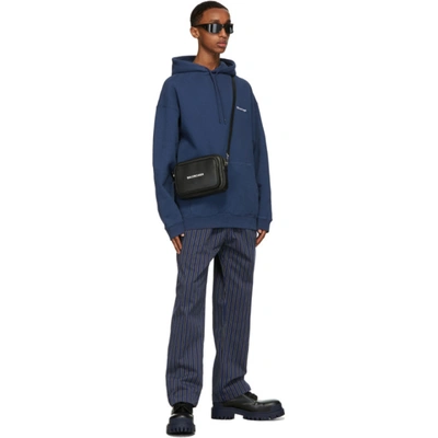 Shop Balenciaga Navy Bb Medium Fit Hoodie In 4866 Nautic