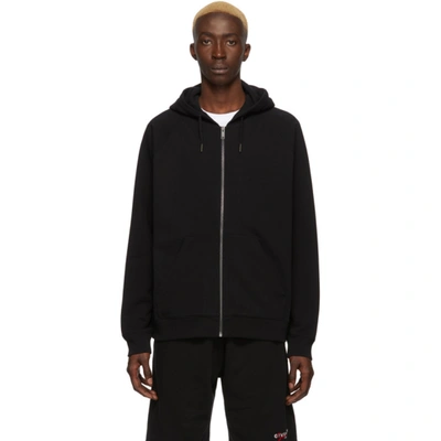 Shop Givenchy Black Zipped Signature Hoodie In 009 Blk/red