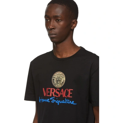Shop Versace Black Logo Home Signature T-shirt In A1690 Black