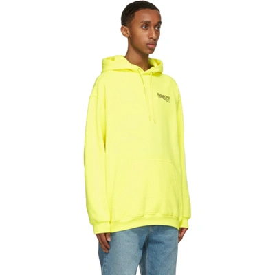 Shop Balenciaga Yellow Medium Fit Political Campaign Hoodie In 7110 Fluo