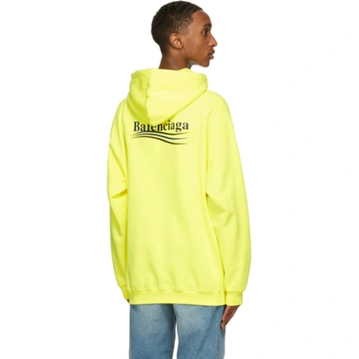 Shop Balenciaga Yellow Medium Fit Political Campaign Hoodie In 7110 Fluo