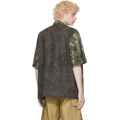 Shop Givenchy Khaki Floral & Astral Oversized Short Sleeve Shirt In 308-khaki/b
