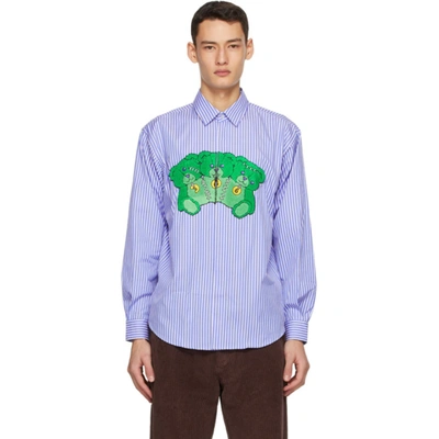 Shop Msgm Blue And White Teddy Bear Shirt In 84 Lt Blue