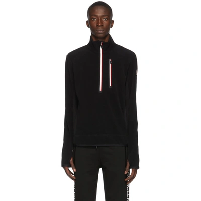 Shop Moncler Black Fleece Half-zip Jacket In 999 Black