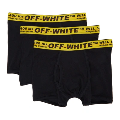 Shop Off-white 3-pack Black Industrial Boxer Briefs In Black Yell