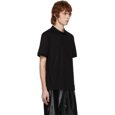 Shop Bottega Veneta Black Embroidered Logo Polo In 1000 Black