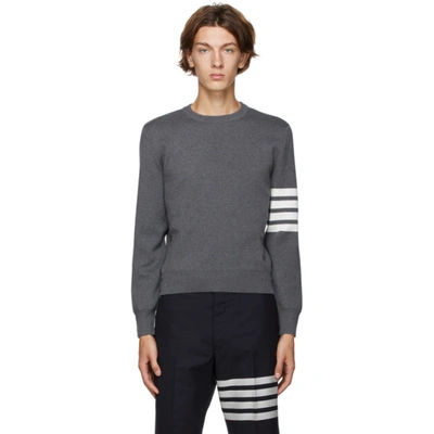 Shop Thom Browne Grey Milano Stitch 4-bar Sweater In 035 Med Gre