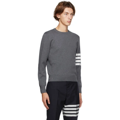 Shop Thom Browne Grey Milano Stitch 4-bar Sweater In 035 Med Gre