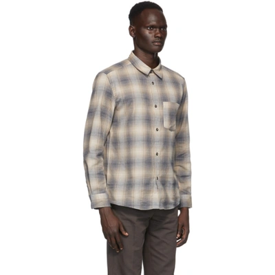 Shop Apc Beige Plaid John Shirt In Baa Beige