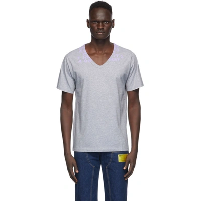 Shop Maison Margiela Grey Cotton V-neck T-shirt In 972 Grylil