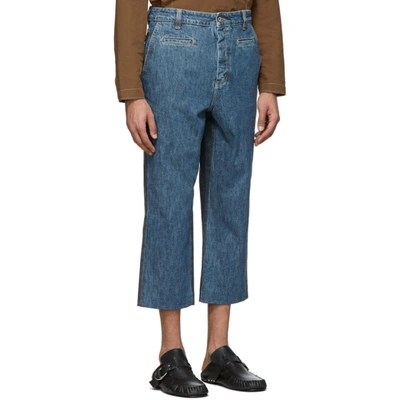 Shop Loewe Blue Cropped Fisherman Jeans In 5820 Indigo