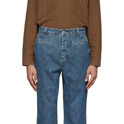 Shop Loewe Blue Cropped Fisherman Jeans In 5820 Indigo