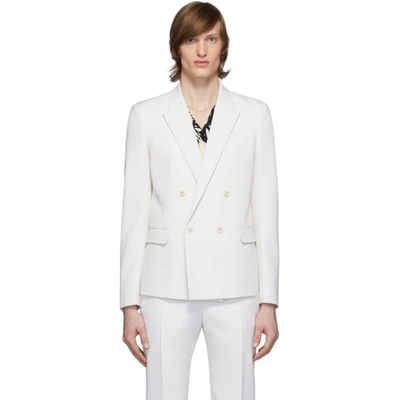 Shop Saint Laurent White Wool Tailored Double-breasted Blazer In 9601 Craie