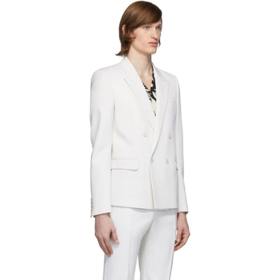 Shop Saint Laurent White Wool Tailored Double-breasted Blazer In 9601 Craie