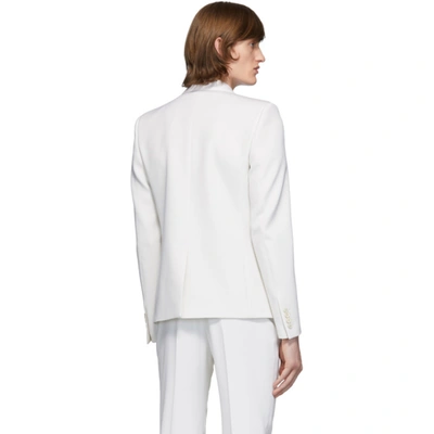 Shop Saint Laurent White Wool Tailored Double-breasted Blazer In 9601 Craie