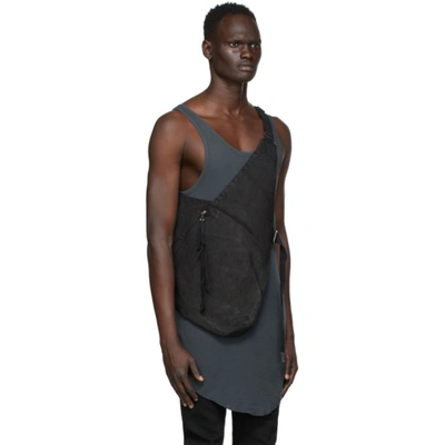 Shop Boris Bidjan Saberi Black Vinyl Cotton Vest Bag