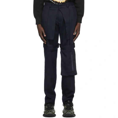 Shop Who Decides War By Mrdr Brvdo Navy Retroversion Trousers In Indigo