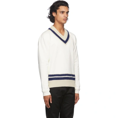 Shop Maison Margiela Off-white Ogg V-neck Sweater In 101 Offwhi