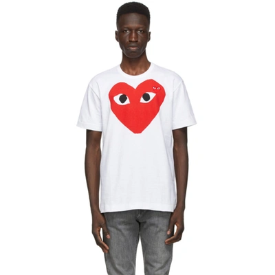 Shop Comme Des Garçons Play White Big Heart T-shirt In 1 White