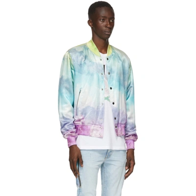Shop Amiri Multicolor Silk Watercolor Bomber Jacket