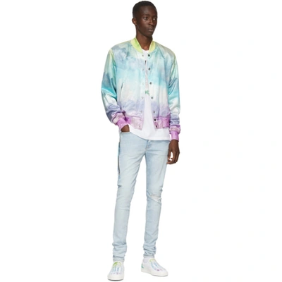 Shop Amiri Multicolor Silk Watercolor Bomber Jacket