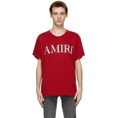 Shop Amiri Red Bandana Logo T-shirt
