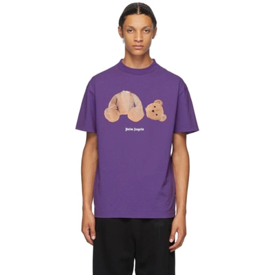 Shop Palm Angels Purple Bear T-shirt