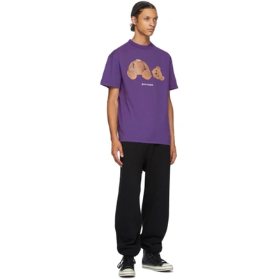 Shop Palm Angels Purple Bear T-shirt