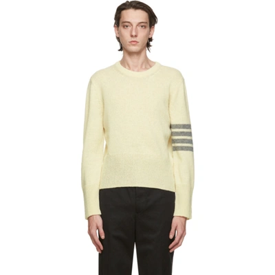 Shop Thom Browne White Wool Jersey Knit 4-bar Sweater In 100 White