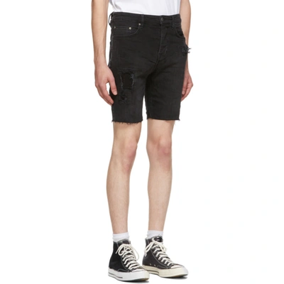 Shop Ksubi Black Denim Chopper Shorts