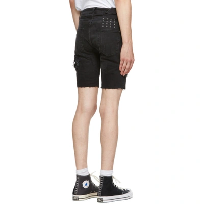 Shop Ksubi Black Denim Chopper Shorts