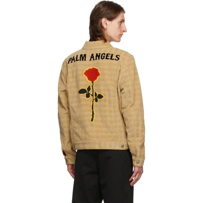 Shop Palm Angels Tan Checkered Corduroy Jacket In Camel