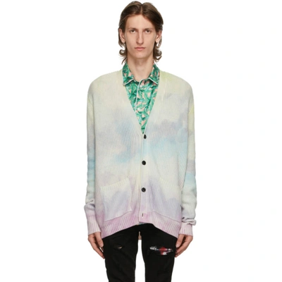 Shop Amiri White Cashmere Watercolor Cardigan In Multicolor